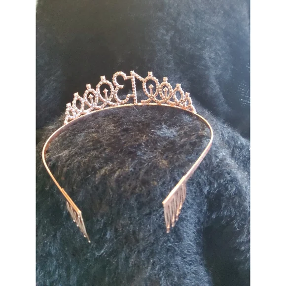 Rose Gold Birthday Tiara 13 New - Picture 3 of 4